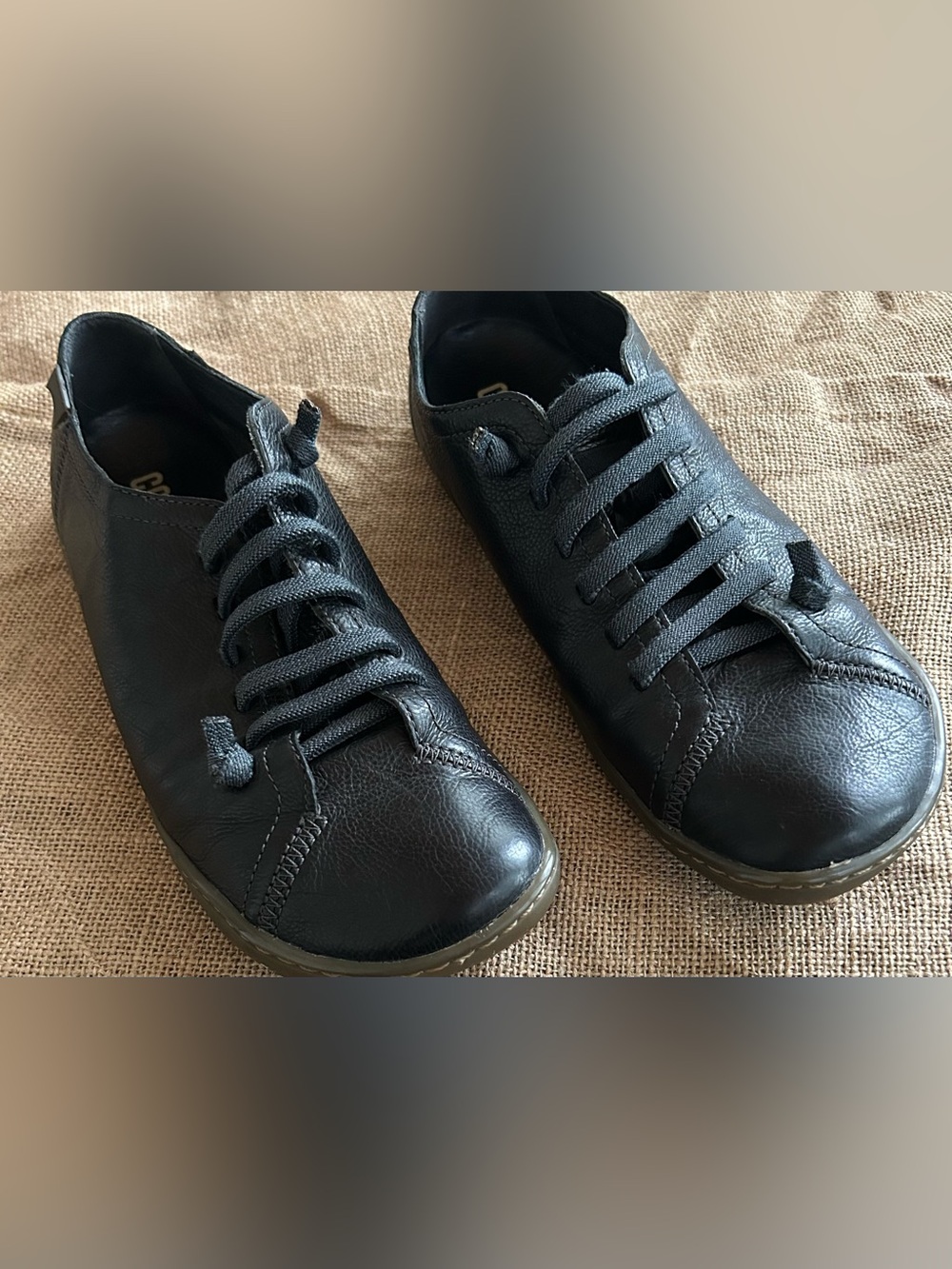 Camper Comfort Leather Lace-Up Sneakers - Black Size 38 Equivalent to a US 8